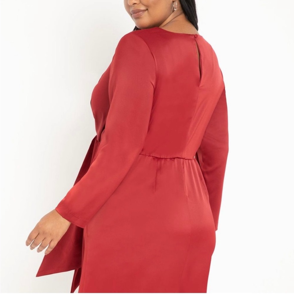 Wine colored satin ELOQUII dress - Picture 4 of 6